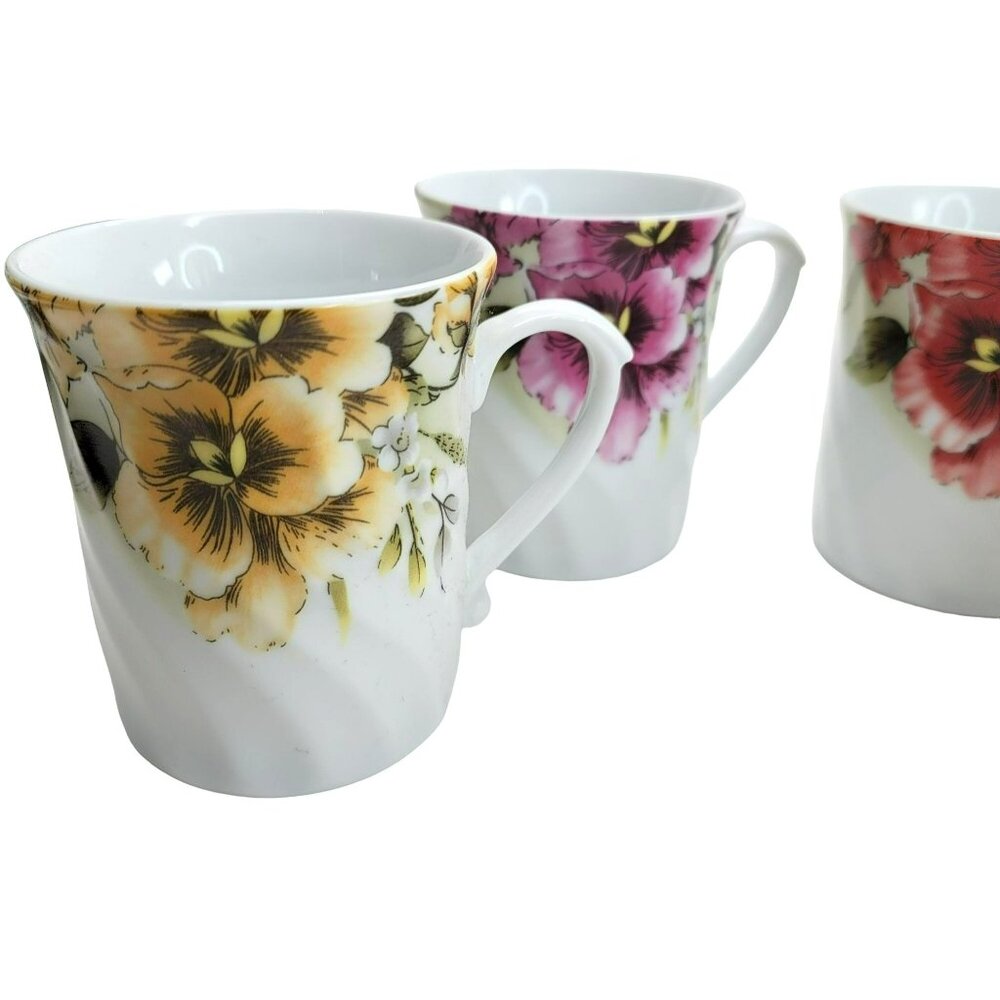 Sorelle Floral Coffee Mug Tea Cup Set Floral Fine Porcelain China Pretty! PD001 - Picture 3 of 10